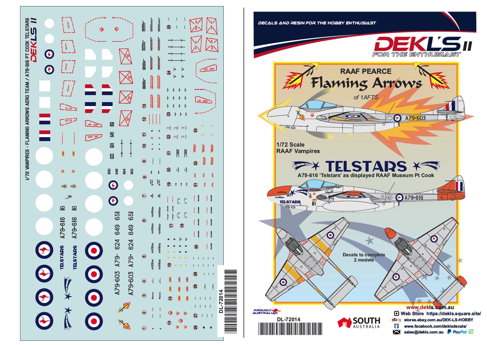 Plans & Gabarits Imprimés Pour Avion RC DH Vampire F/F - Envergure 40 Pouces - Neufs