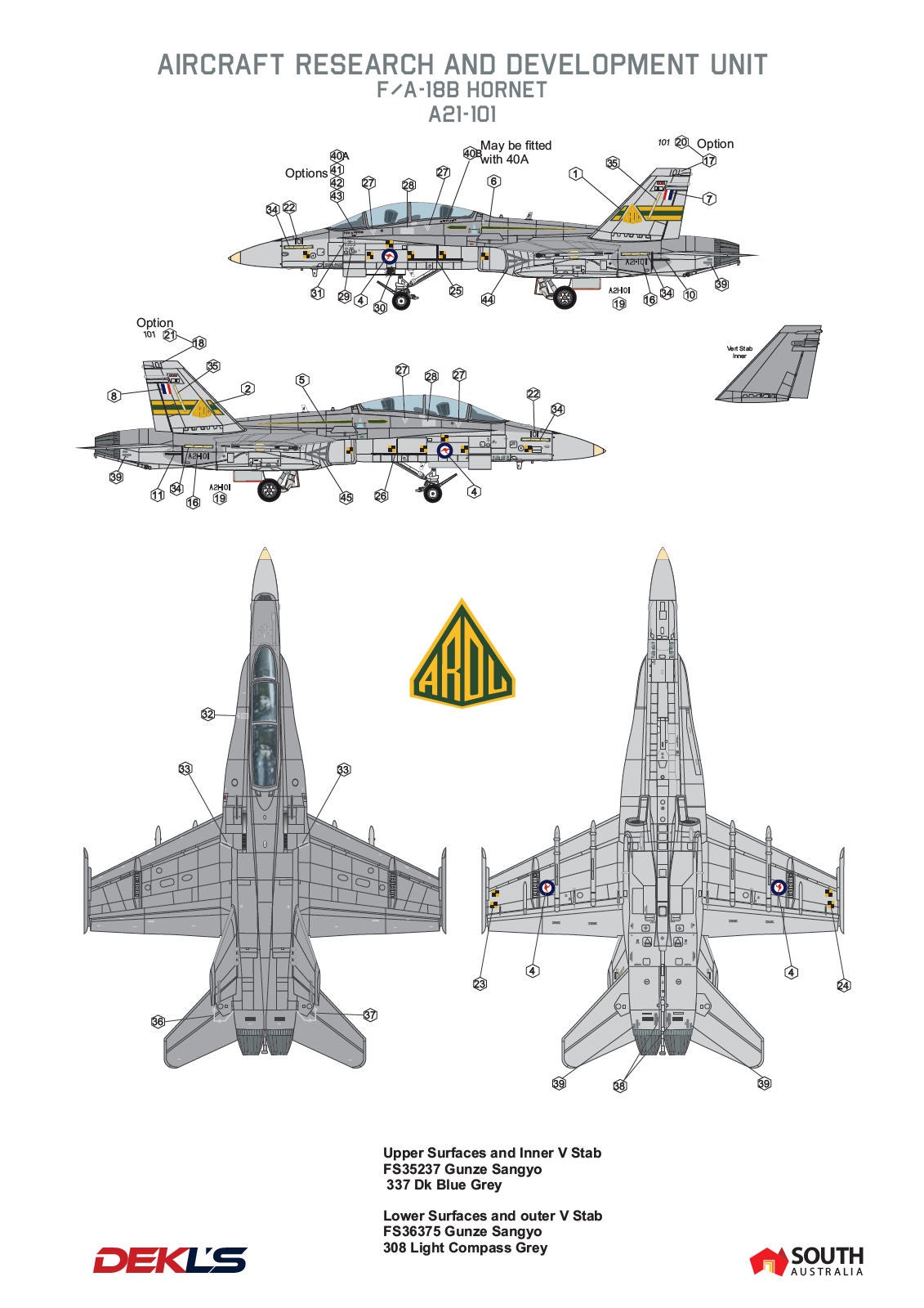 Decals - F/A-18A and F/A-18B Hornet ARDU, RAAF - Scale:1/144, 1/72, 1/ ...