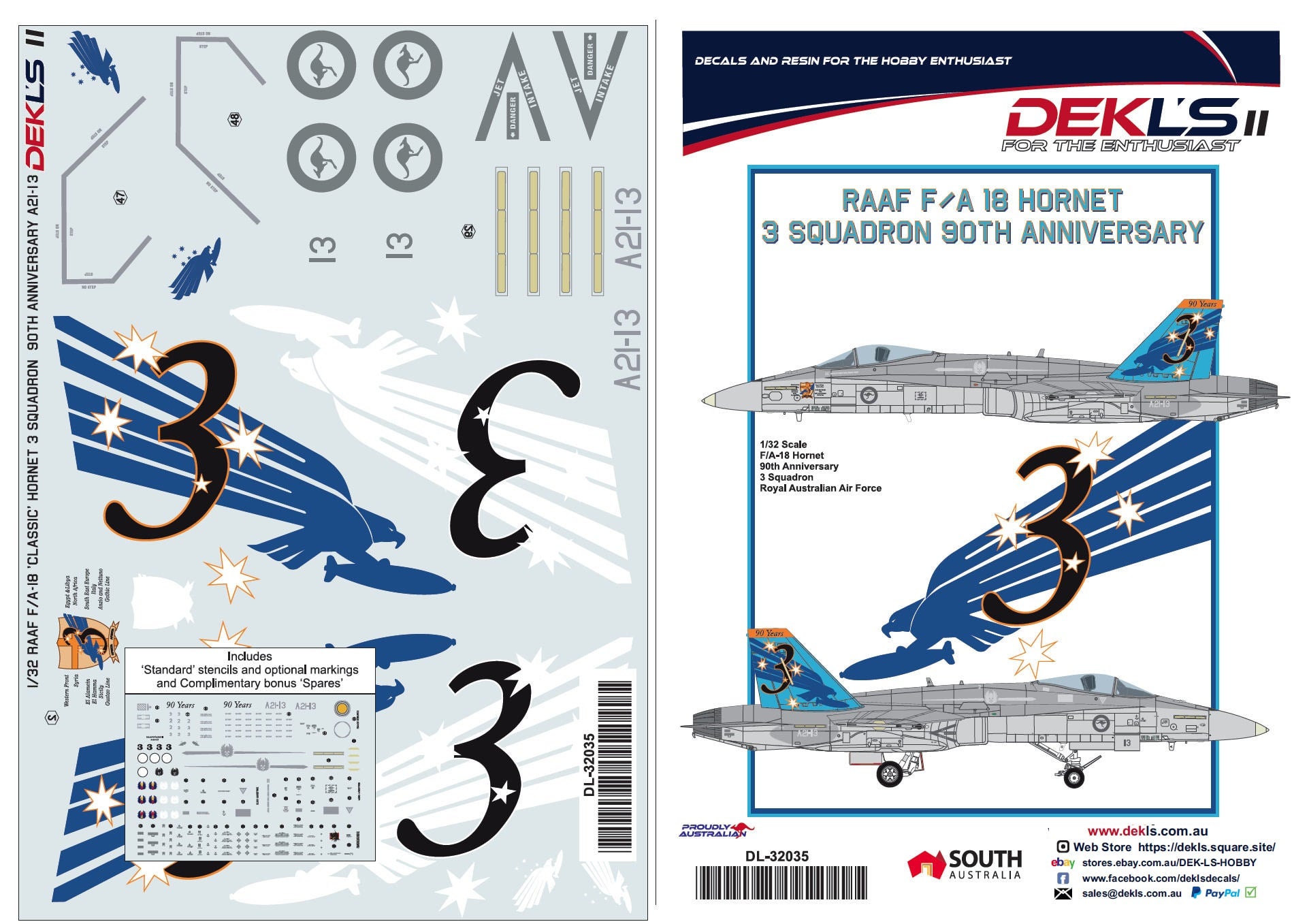 Hi Resolution Raaf Decals Decals - F/A-18 Hornet 3 Squadron, 90th Anniversary RAAF | DEKL's Shop