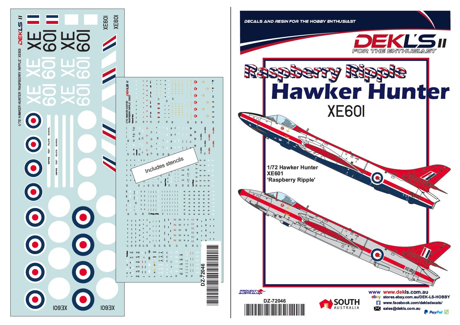 Decals - Hawker Hunter - Raspberry Ripple Hunter Scale:1/144, 1/72, 1/ ...