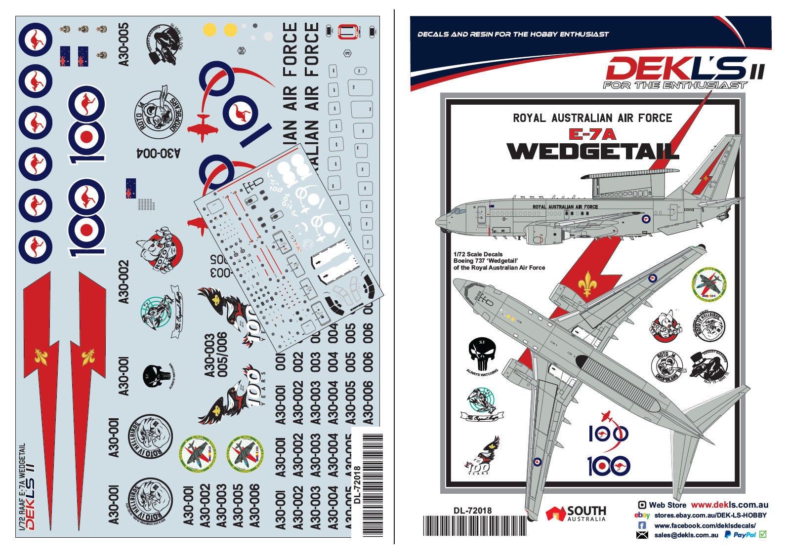 Hi Resolution Raaf Decals Decals - E-7A Wedgetail RAAF - 1/200, 1/144, 1/72 | DEKL's Shop
