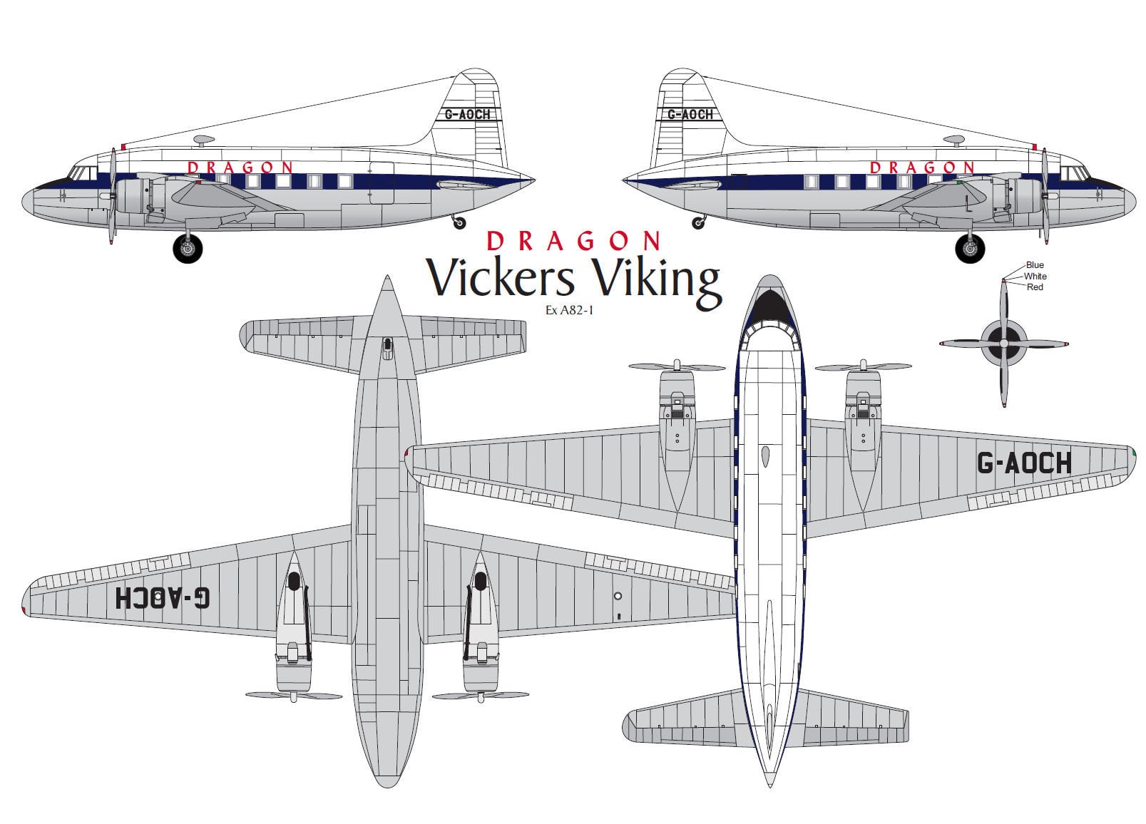 Decals Vickers Viking GAOCH Ex RAAF 'Air Ferry' and 'Dragon