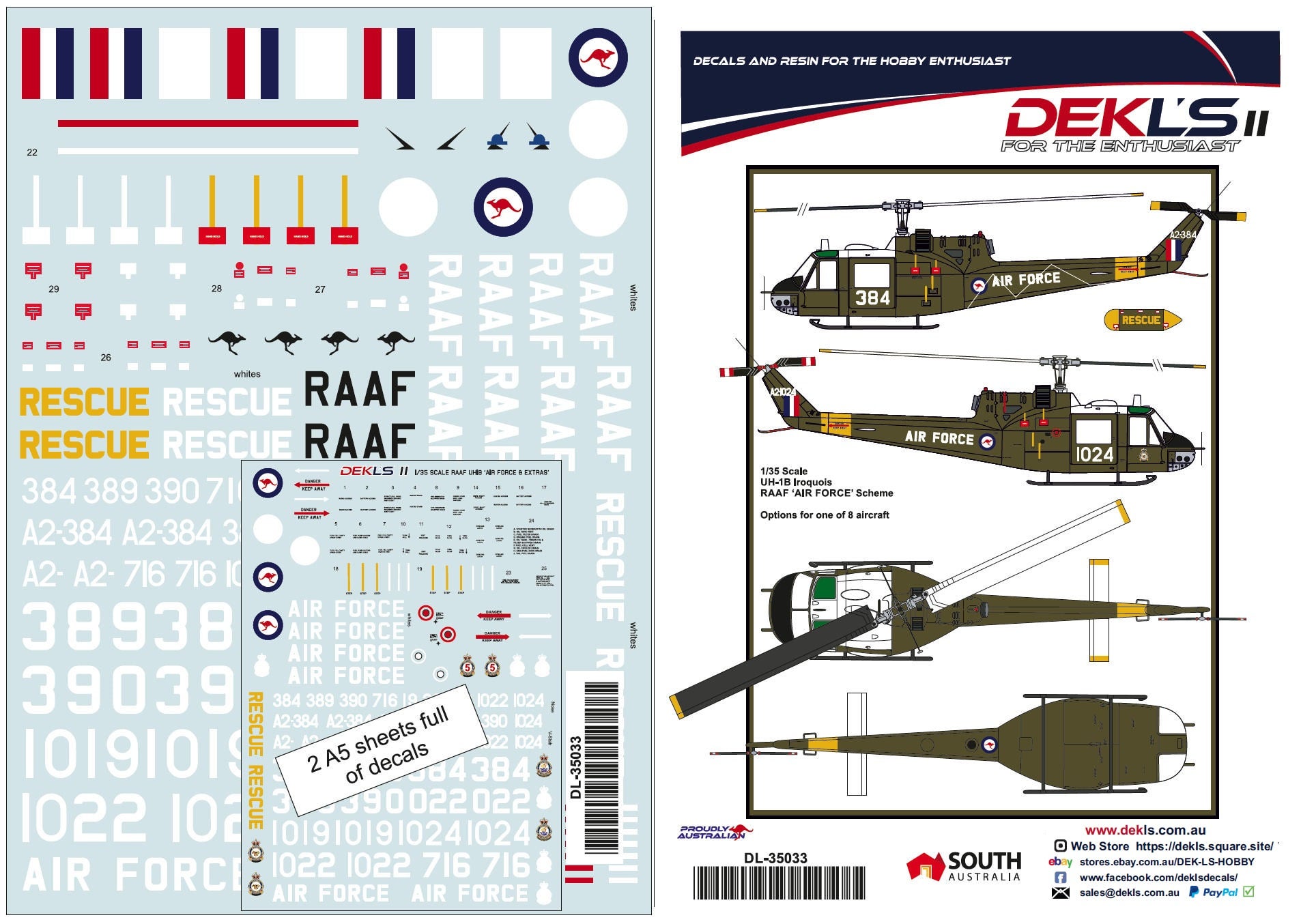 Hi Resolution Raaf Decals Decals - UH1B 'AIR FORCE' RAAF | DEKL's Shop